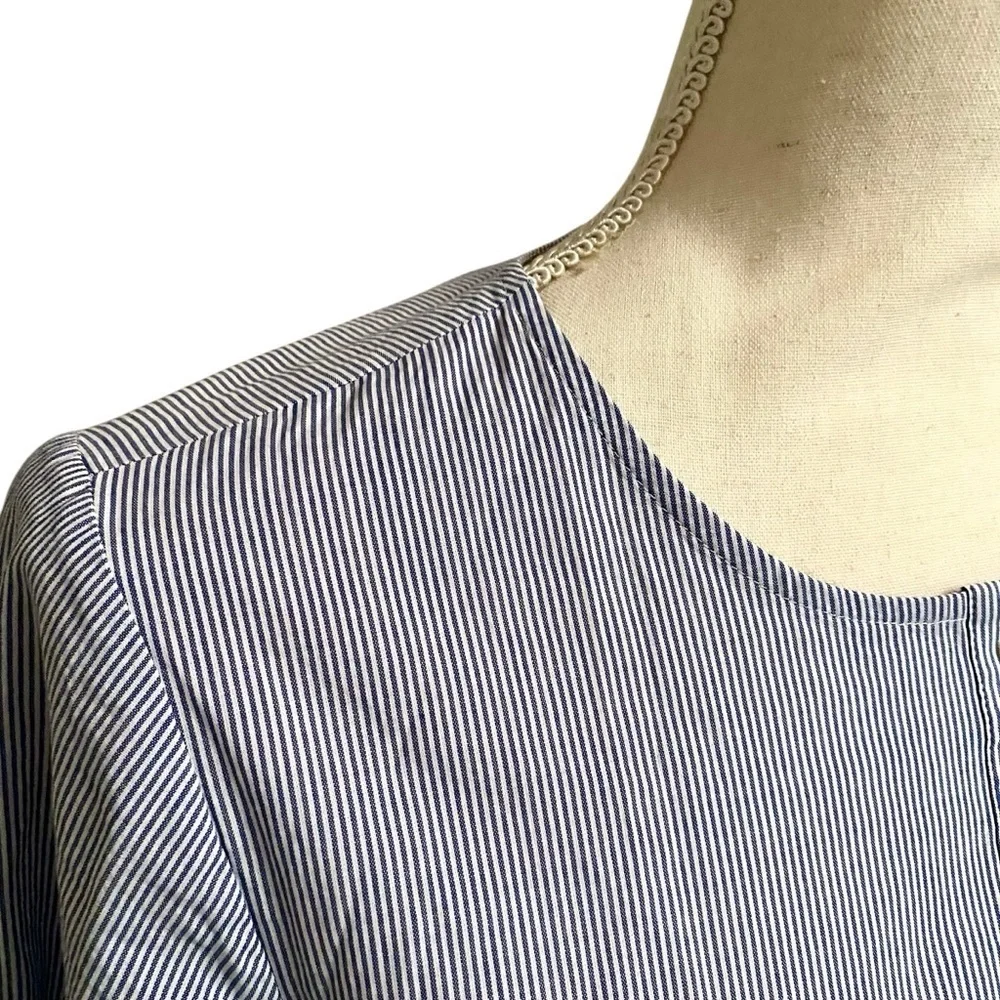 Tory Burch Sandy Beach Tunic Cover Up S Blue White Stripe Red Tassel